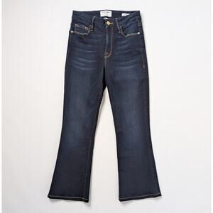 FRAME Le Crop Mini Boot Jeans 27 Cabana Dark Blue Cropped Flare Designer Denim